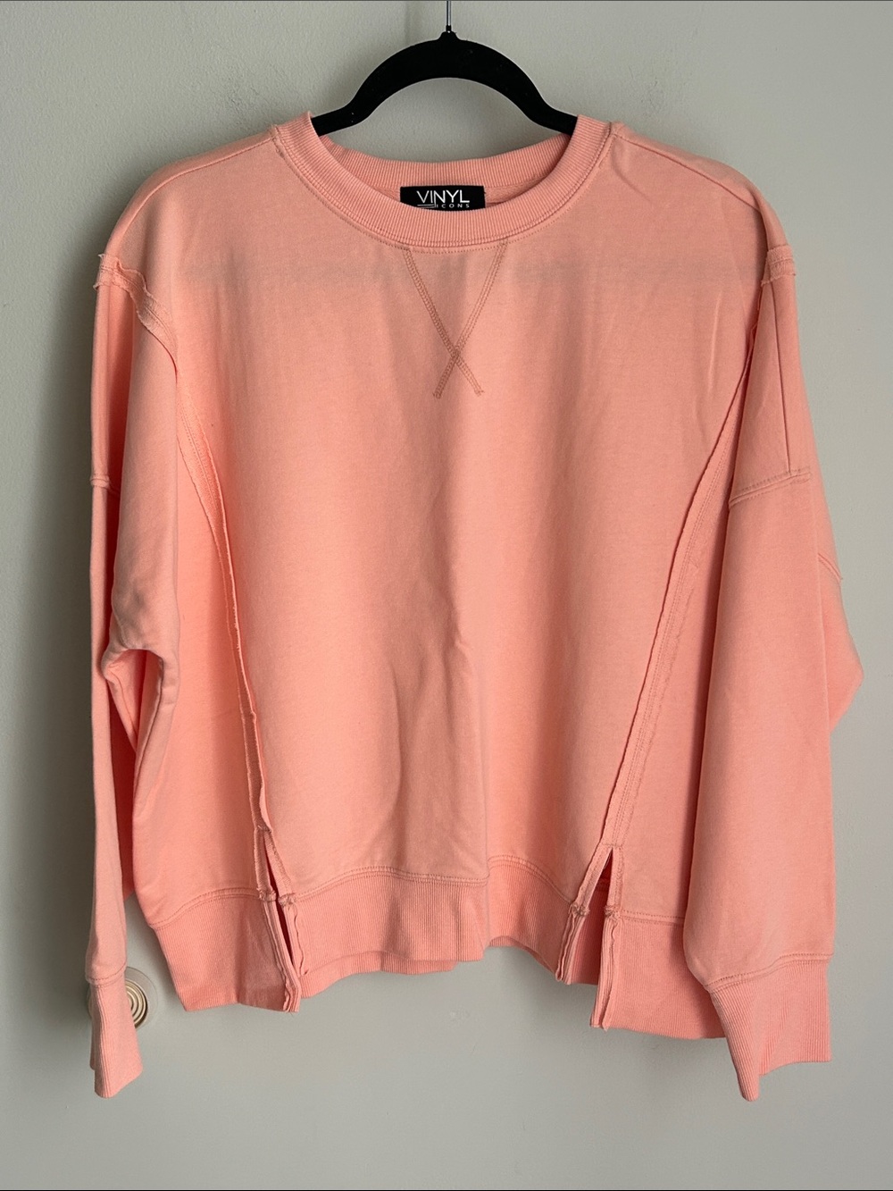 VINYL oversize Peach Crewneck Sweatshirt - Women's Soft Pullover